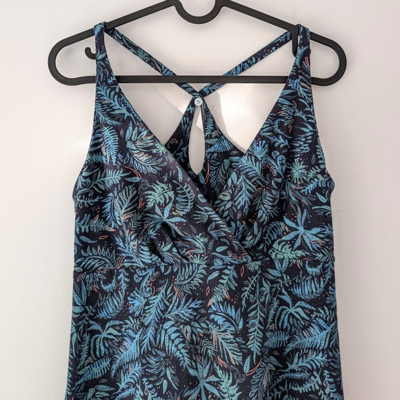 PATAGONIA Women's Its A Forest Navy Jersey Dress Cross Back ~ Size Small - Picture 2 of 12